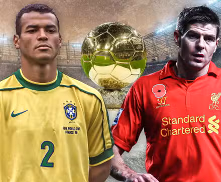 Steven Gerrard (Liverpool) & Cafu (Brazil) with Ballon d'Or