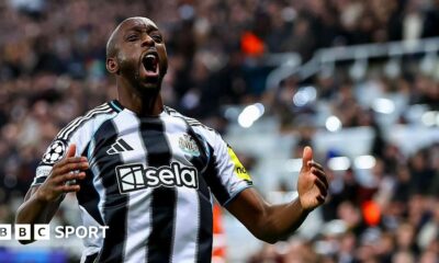 Yoane Wissa celebrates after scoring for Newcastle United against PSV Eindhoven at St James' Park on 21 January, 2026