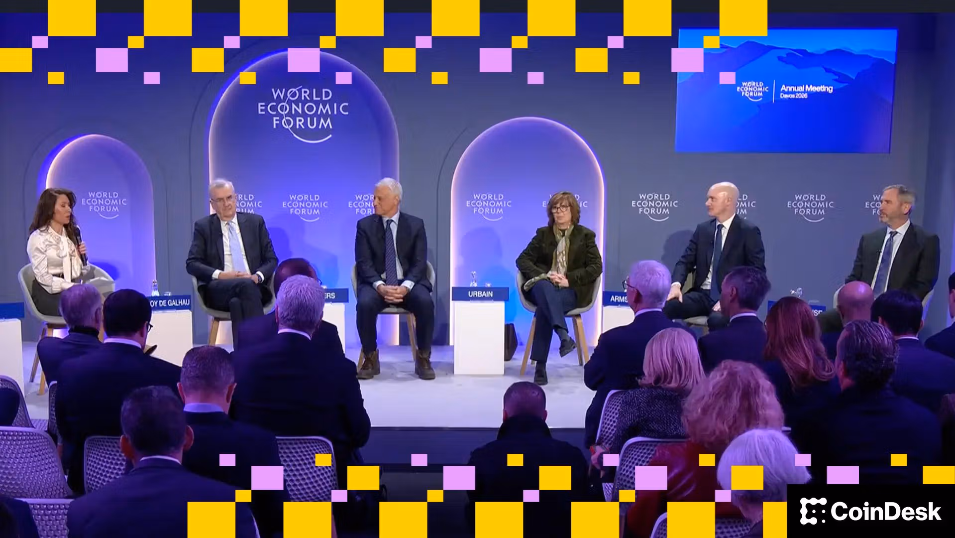 Coinbase CEO Brian Armstrong spars with France’s Central Bank chief at Davos over yield and ‘bitcoin standard’