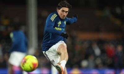 Fulham's Harry Wilson during the warm up before the match