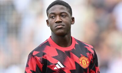 Kobbie Mainoo of Manchester United looks on