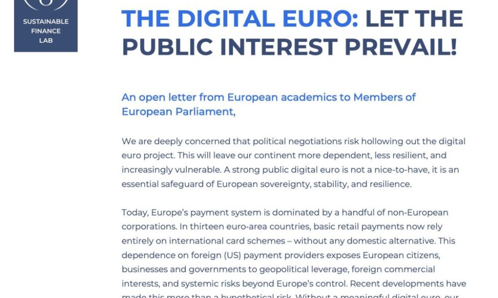 EU Digital Euro - The Open Letter Screenshot