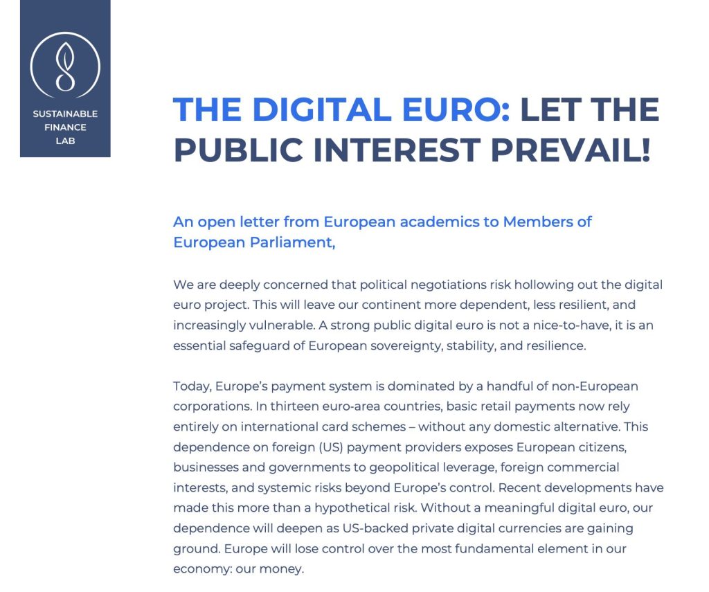 EU Digital Euro - The Open Letter Screenshot