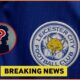 Leicester City badge with overlay of breaking news and overlay of mystery player