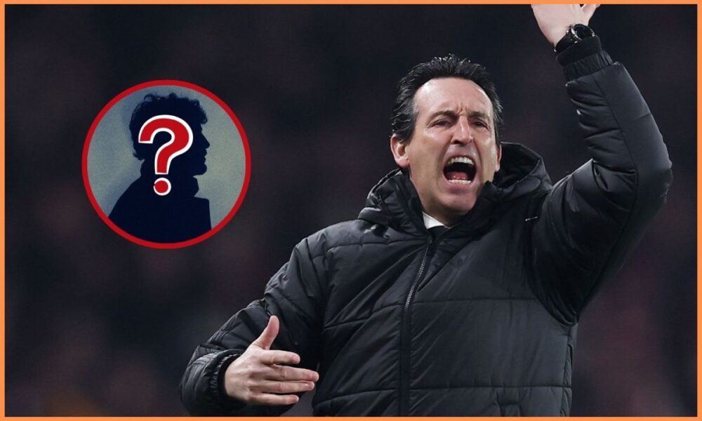 Aston Villa manager Unai Emery with overlay of mystery player