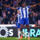 Samu Aghehowa of FC Porto celebrates after scoring his team's second goal during the Primeira Liga match between FC Porto and AVS at Estadio do Dragao.