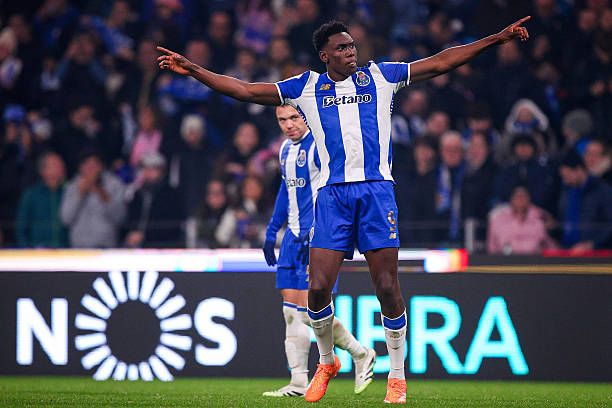 Samu Aghehowa of FC Porto celebrates after scoring his team's second goal during the Primeira Liga match between FC Porto and AVS at Estadio do Dragao.