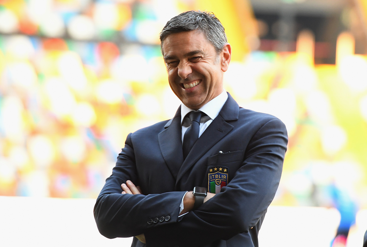 Former Milan defender Alessandro Costacurta, Commissioner of FIGC looks on before the International Friendly match between Italy U21 and Belgium U21 at Friuli Stadium on October 11, 2018 in Udine, Italy. (Photo by Alessandro Sabattini/Getty Images)
