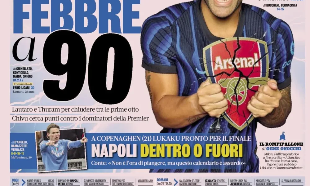 Today's Papers - Inter challenge Arsenal, Juventus close to Mateta