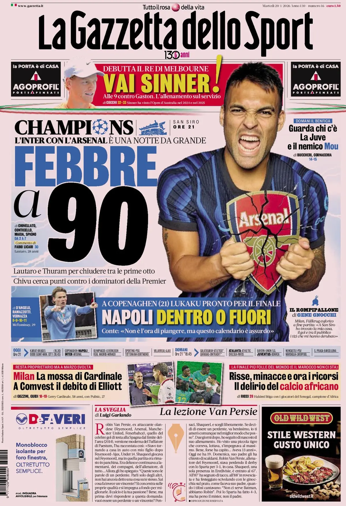 Today's Papers - Inter challenge Arsenal, Juventus close to Mateta