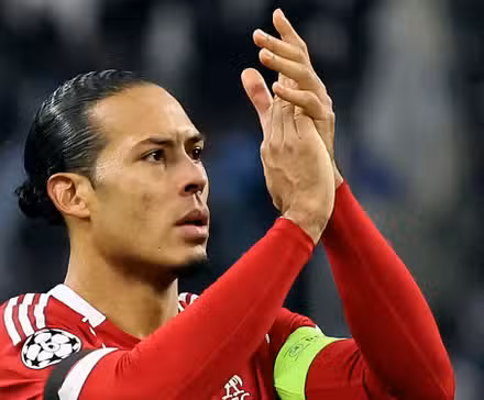 Liverpool's Virgil van Dijk applauds fans after the match