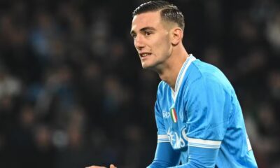 Lorenzo Lucca of SSC Napoli gestures