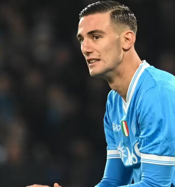 Lorenzo Lucca of SSC Napoli gestures