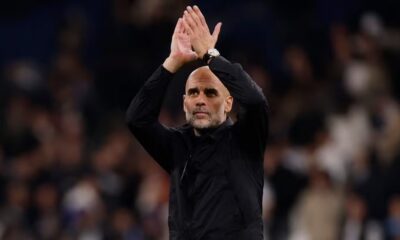 Manchester City manager Pep Guardiola celebrates after the match-1