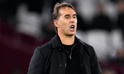 West Ham United head coach Julen Lopetegui on the touchline