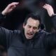 Aston Villa manager Unai Emery throws his hands up