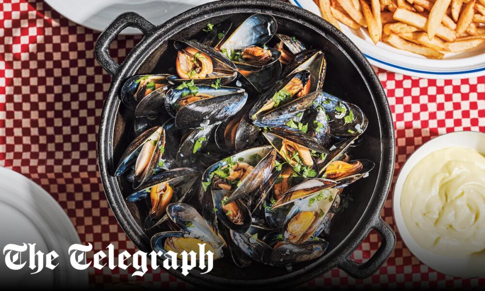Belgian moules-frites with mayonnaise