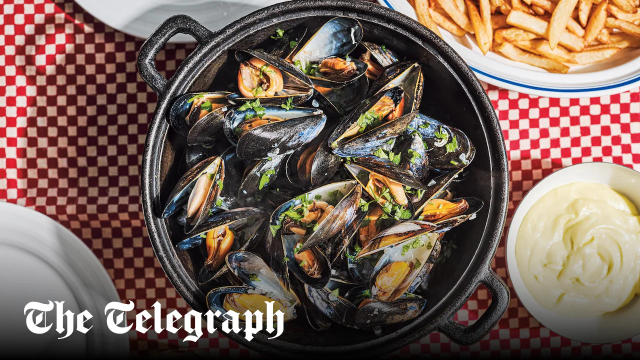 Belgian moules-frites with mayonnaise