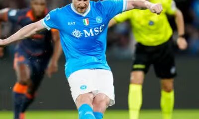 Napoli's Kevin De Bruyne scores their first goal from the penalty spot