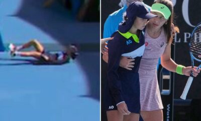 Ball girl collapses at Australia Open with tennis ace hailed after rushing to her aid and helping carry her off court
