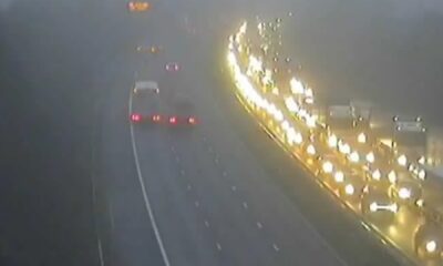 M1 closed by airport after cattle truck crash & M56 ground to halt by oil spill as drivers hit with 90-minute delays