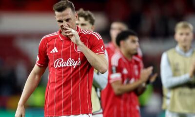 Nottingham Forest's Chris Wood looks dejected after the match