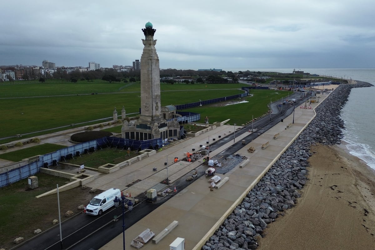 Work is continuing apace to create the new road in front of Southsea Common