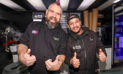 LIVE: Spud Man returns to the city to visit Spud Fusion after yesterday's huge support for the Jacket Potato Lady