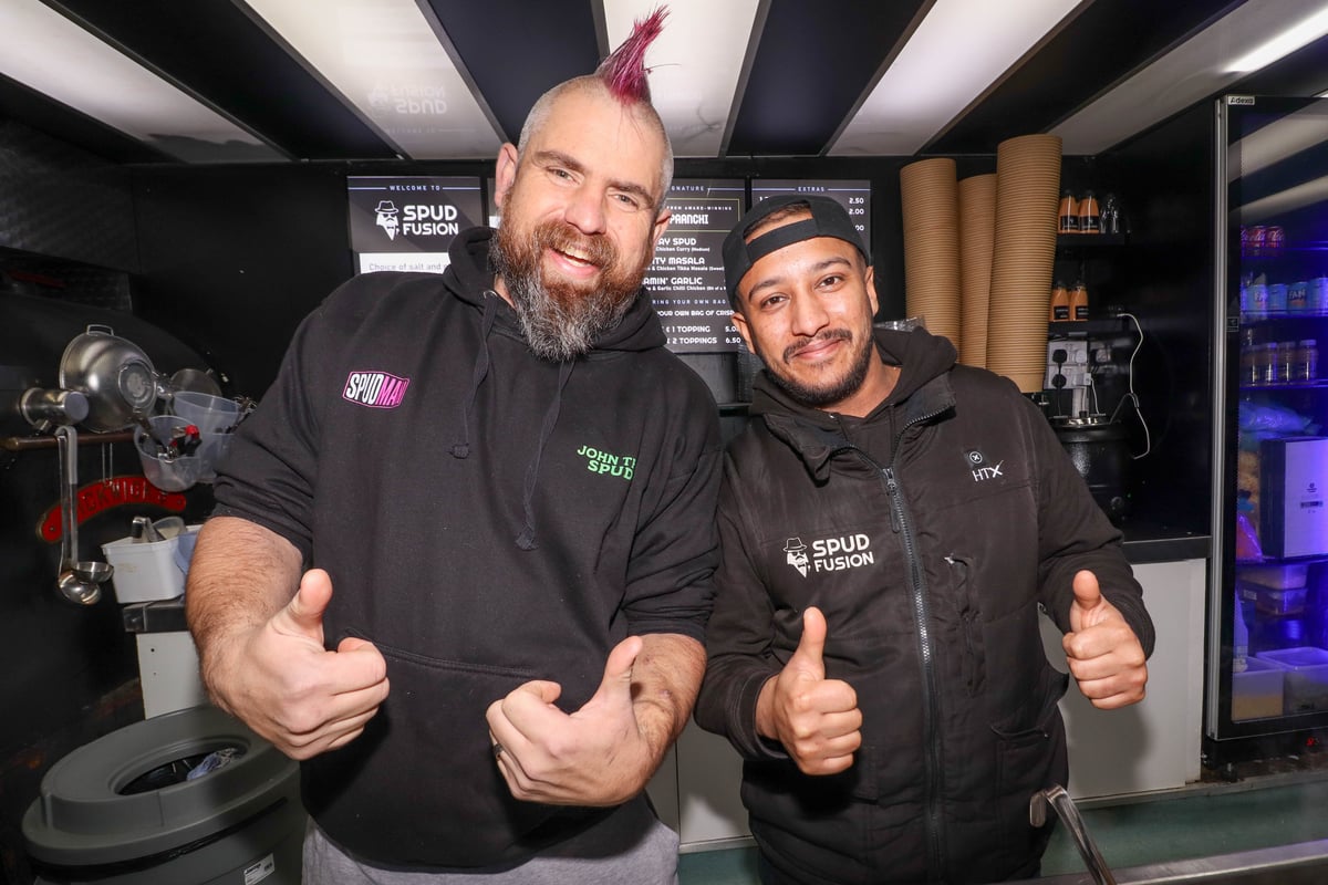 LIVE: Spud Man returns to the city to visit Spud Fusion after yesterday's huge support for the Jacket Potato Lady