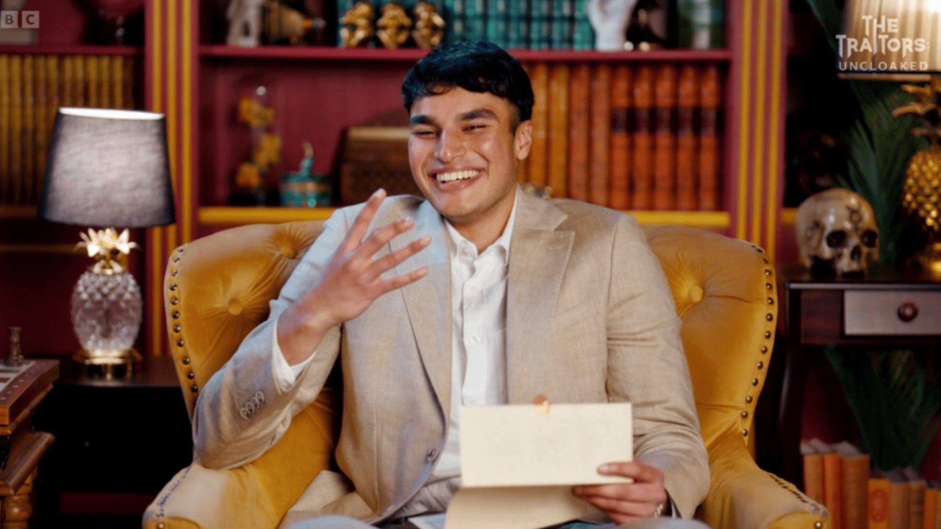 Watch the hilarious moment Traitors star Faraaz finds out who the Traitors are