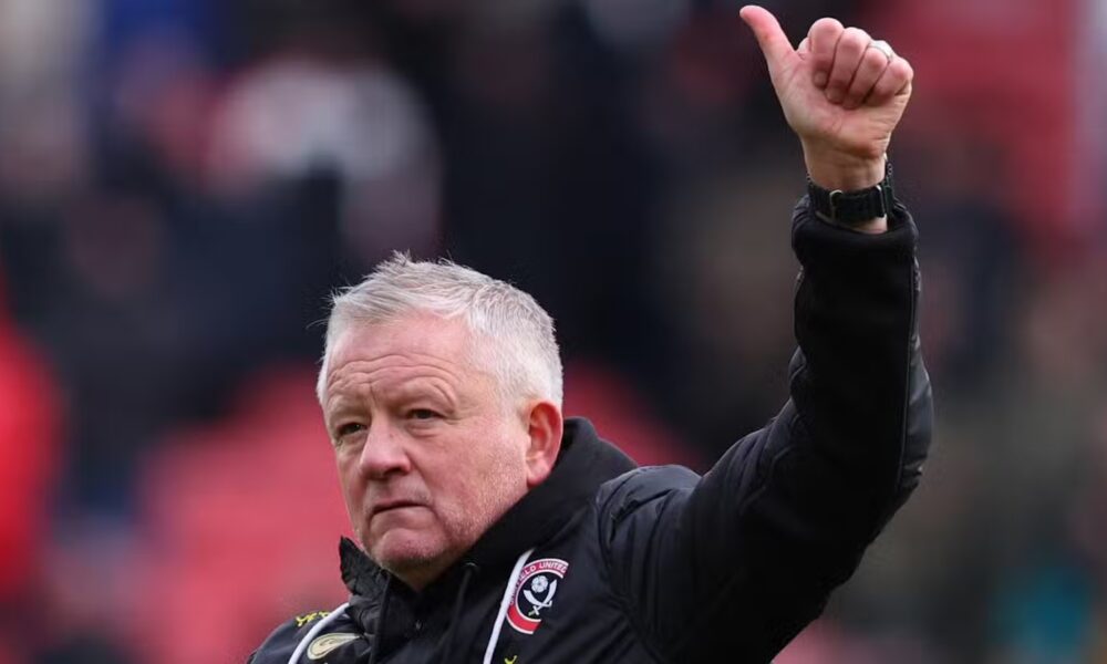 Sheffield United manager Chris Wilder reacts after the match