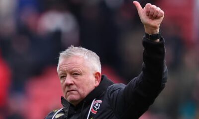 Sheffield United manager Chris Wilder reacts after the match
