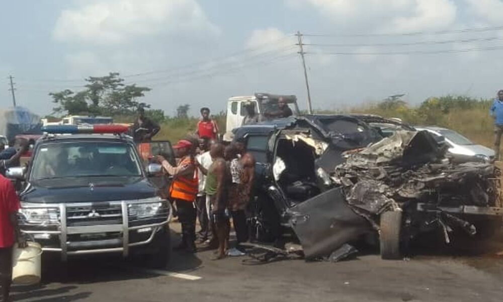 The wreckage of the Lexus. Pic: @FRSCNigeria/X