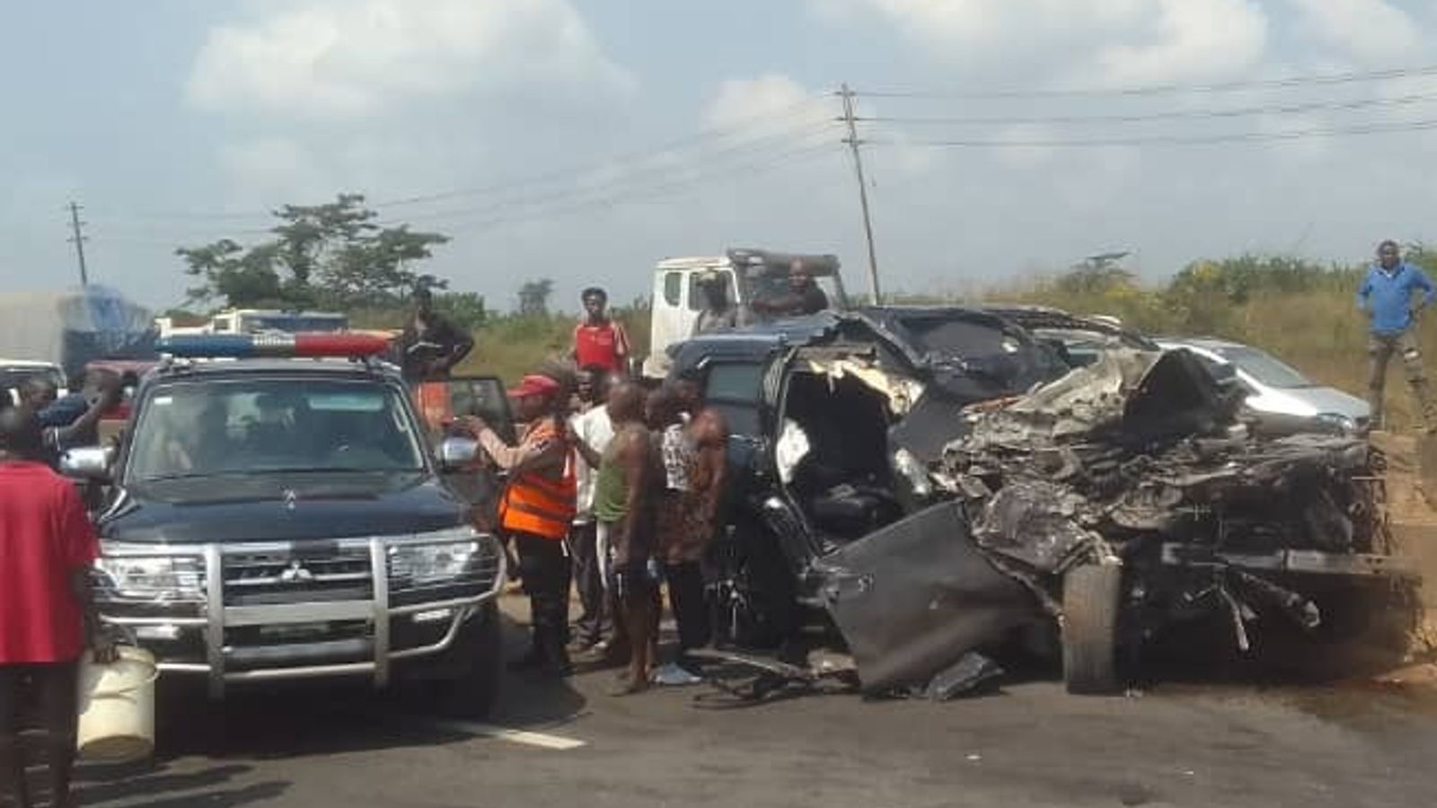 The wreckage of the Lexus. Pic: @FRSCNigeria/X