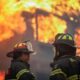 Firefighters during the wildfire that prompted emergency evacuations in Chile. Pic: Reuters