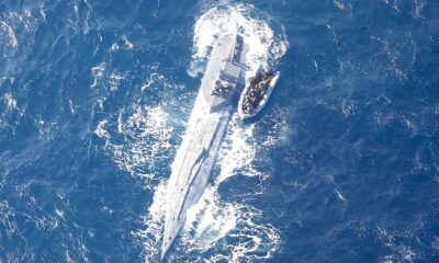 Portuguese authorities land on the sub. Pic:  Forca Aerea Portuguesa