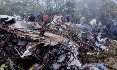 The wreckage of the plane crash in Colombia. Pic: Notiplaya via Reuters
