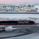 Trump-branded jet lands in Greenland. Pic: Emil Stach/Ritzau Scanpix/Reuters