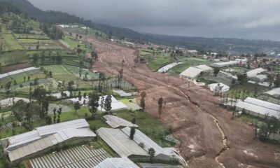 Pasir Langu village in West Bandung district, following a landslide. Pic: Indonesian National Search and Rescue Agency/AP