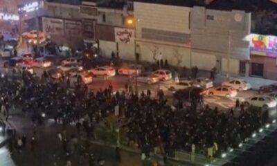 Protests taking place in Tehran on Thursday night. Pic: AP