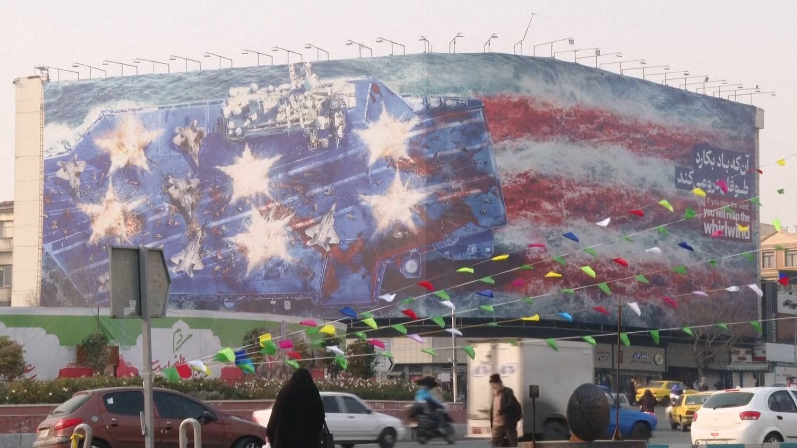 Mural unveiled in Tehran. Pic: AP