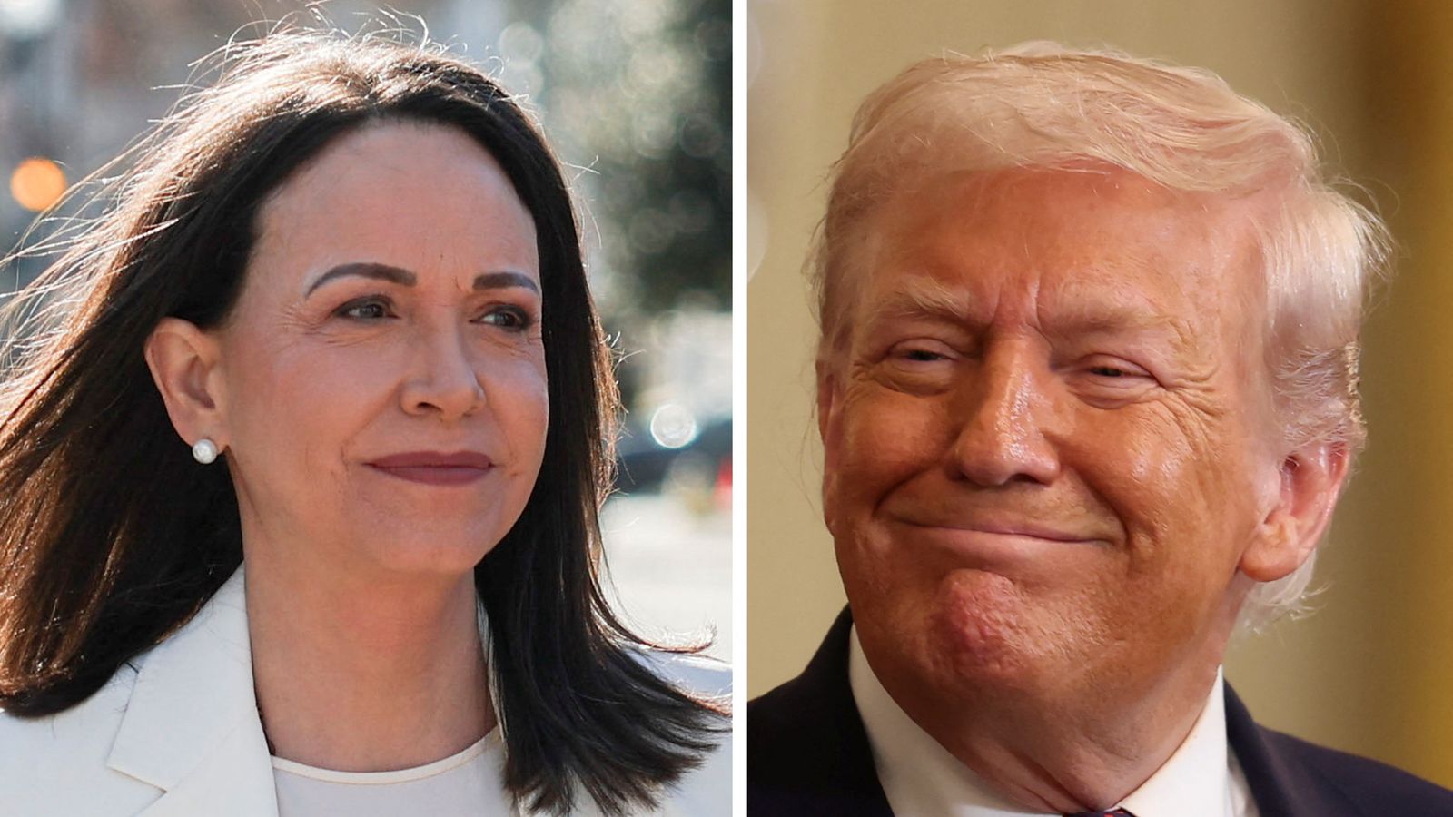 Venezuelan opposition leader Maria Corina Machado arriving for a meeting with US President Donald Trump. Pic: Reuters