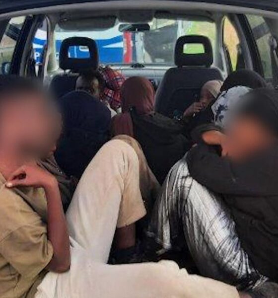 German police released photos of migrants packed into a car. Pic: Pasewalk Federal Police