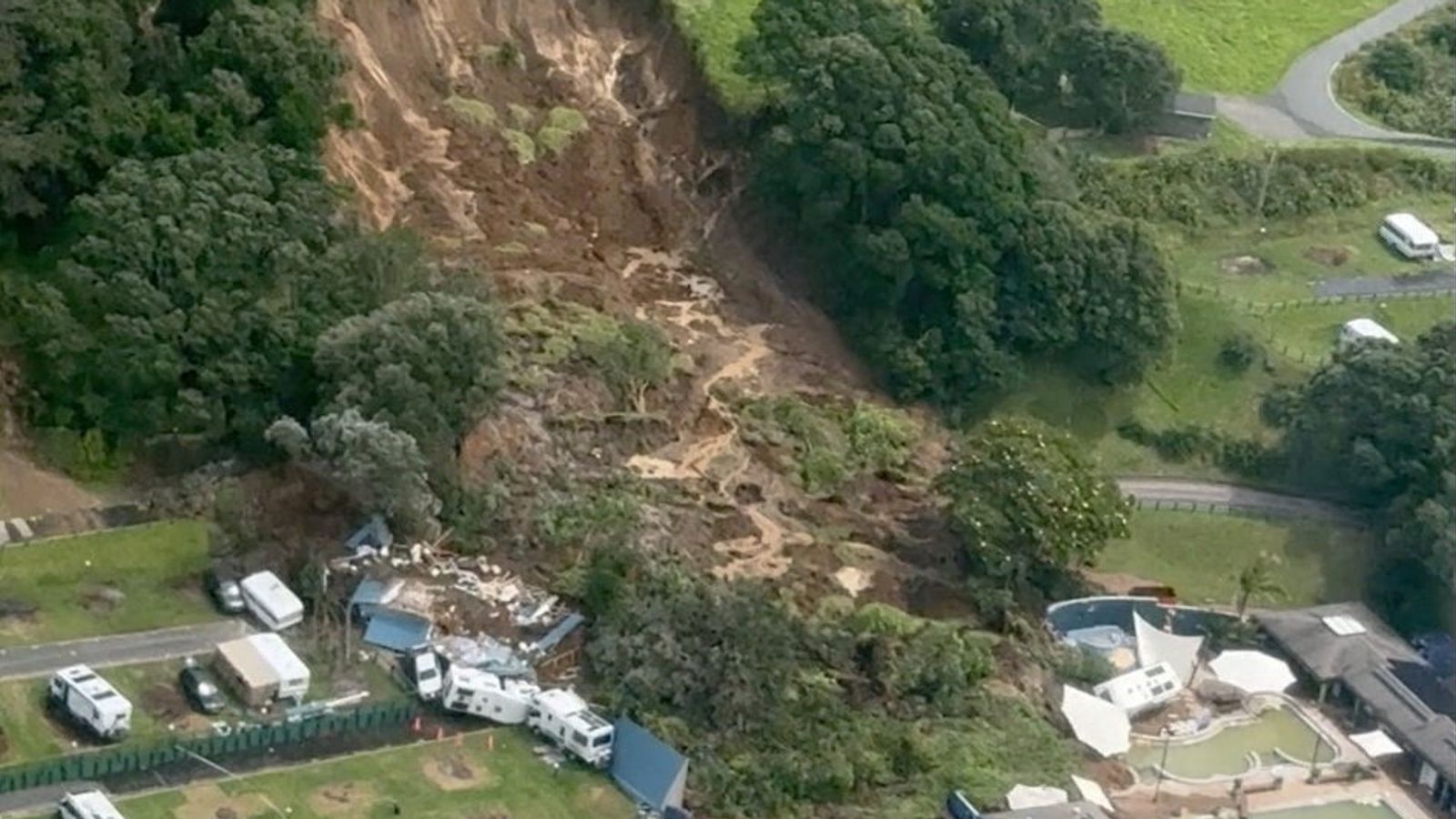 An area affected by a landslide triggered by heavy rains, in Mount Maunganui, New Zealand. Pic: Amy Till / Reuters