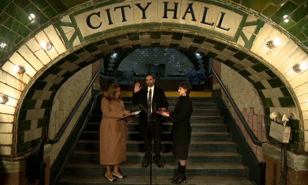 Zohran Mamdani was sworn in as New York City mayor in the early hours of New Years Day at a historic subway station in Manhattan. Pic: New York City Mayor's Office
