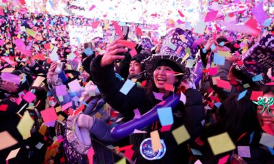 New Year's Eve celebrations at Times Square in New York. Pic: Reuters