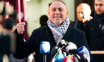 Palestinian ambassador to the UK, Husam Zomlot, speaks during the inauguration ceremony for the Embassy of the State of Palestine. Pic: PA