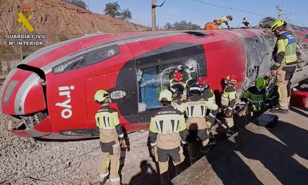 Emergency services remain at the scene. Pic: AP