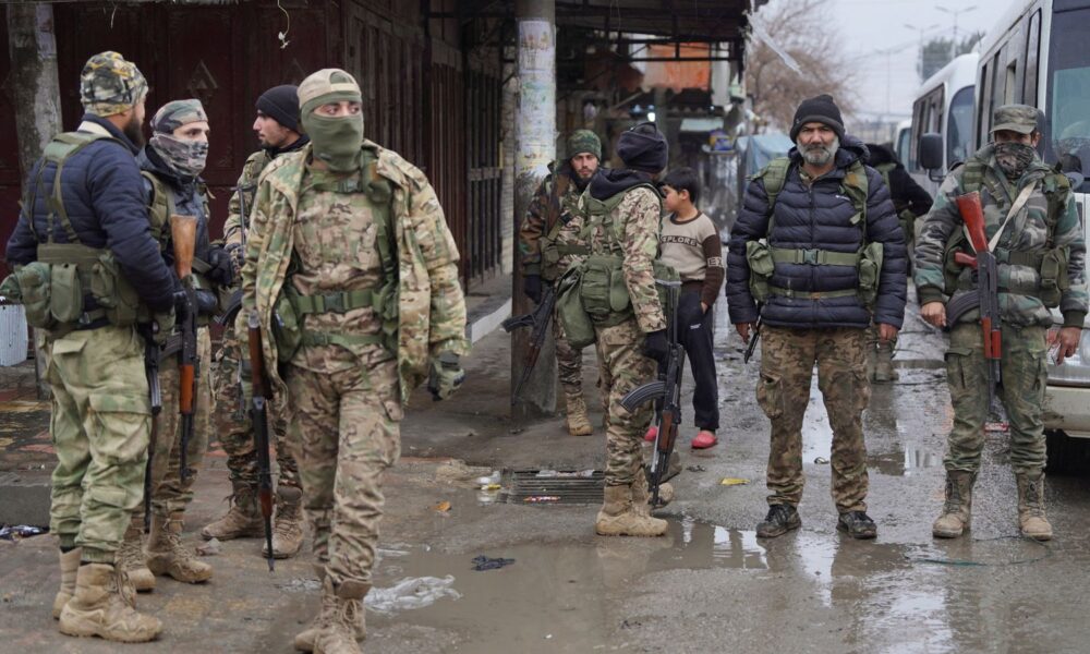 Members of the Syrian army are deployed in Tabqa after the withdrawal of the Syrian Democratic Forces (SDF). Pic: Reuters