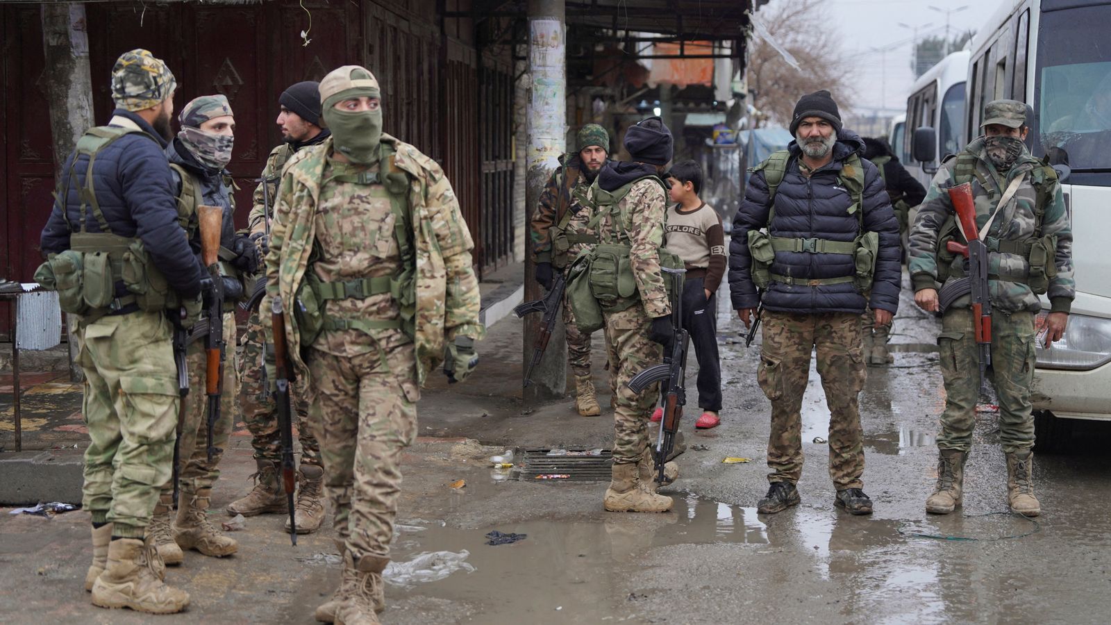 Members of the Syrian army are deployed in Tabqa after the withdrawal of the Syrian Democratic Forces (SDF). Pic: Reuters